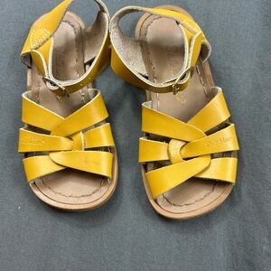 Girls Yellow Leather Salt Water Sandals